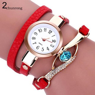 Jam Tangan Quartz Wanita Model Gelang Lilit Bahan Kulit 