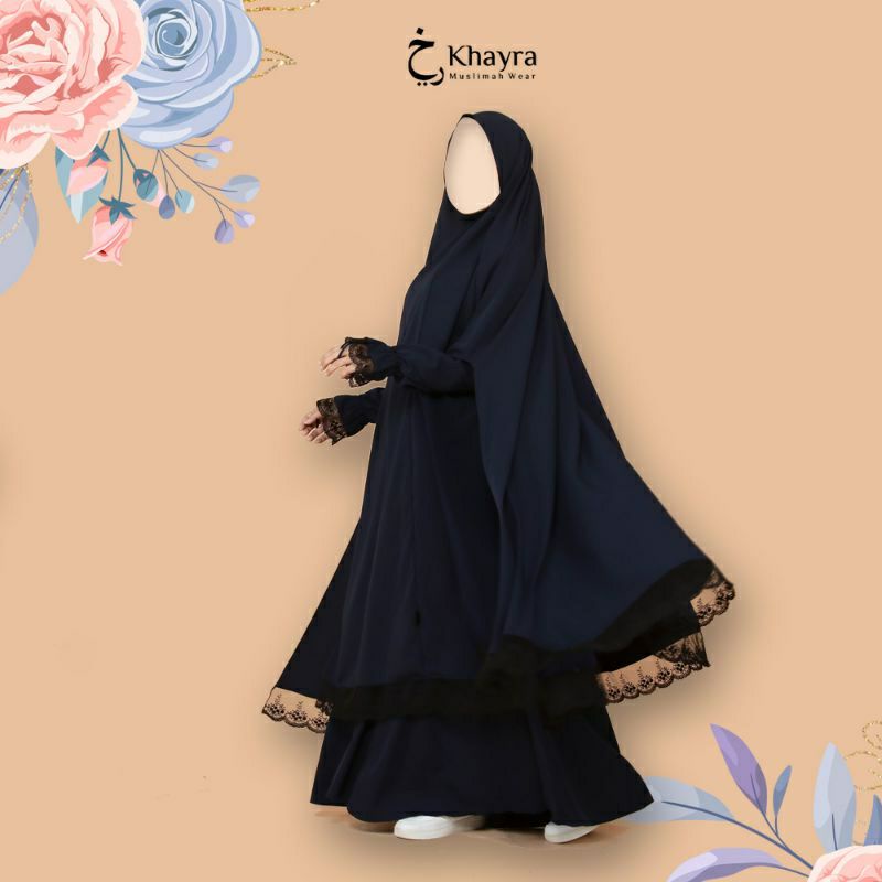 PRELOVED.. Khimar Khayra Handsplit JETBLACK MTA