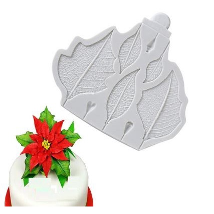 3D Silicon Mold Fondant Cake Decoration - 5 Cavity 3 Leaves Modelling