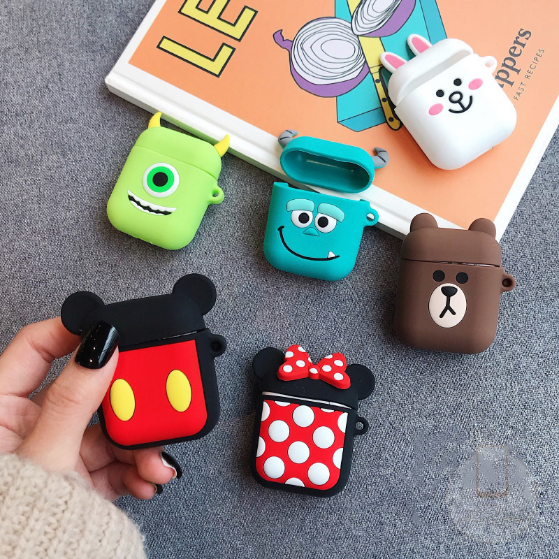 Case Bahan Silikon Motif Kartun Untuk Airpods