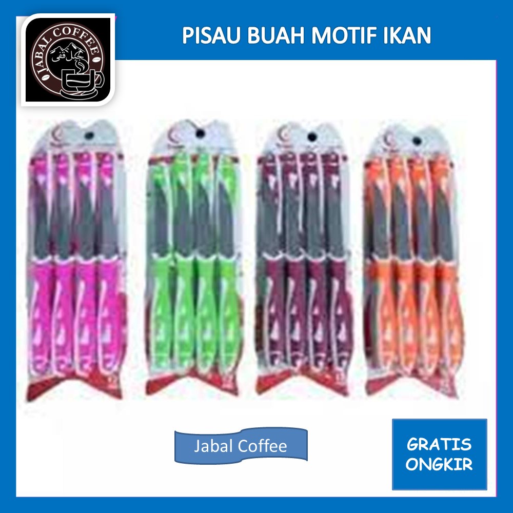 Pisau Stainless Steel Motif Ikan / Pisau Set Mini 12 Pcs / Pisau Dapur Buah