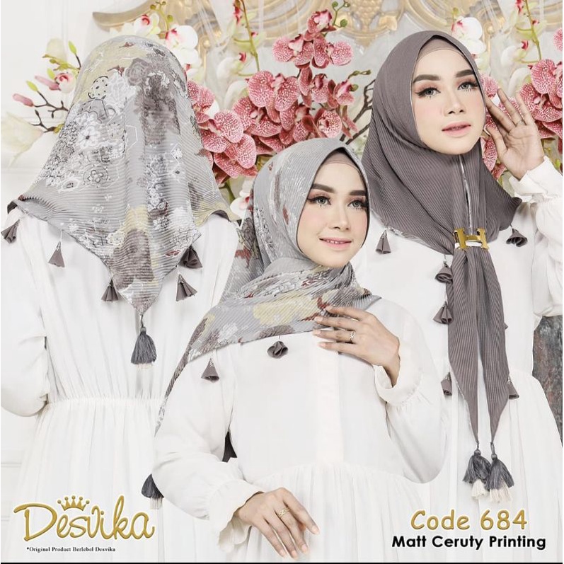 ZAZIZESTORE - JILBAB PLISKET MOTIF BOLAK-BALIK DESVIKA 684 / JILBAB INSTAN / DESVIKA HIJAB