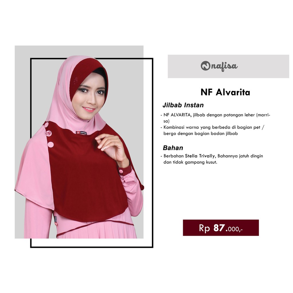 Jilbab Instan Nafisa Alvarita | Hijab Instan Bergo Kerudung Instan Kombinasi Warna-7