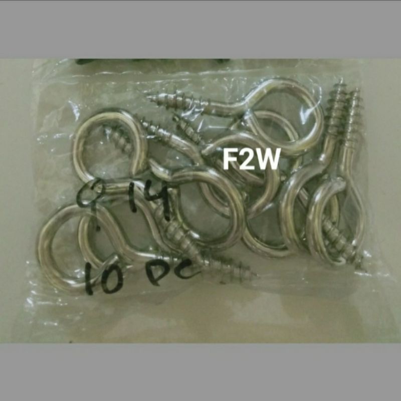 10PCS HOOK TUTUP NO.14 SEKRUP ANTING NO 14 KAPSTOK HAK TUTUP SCREW EYES NO.14