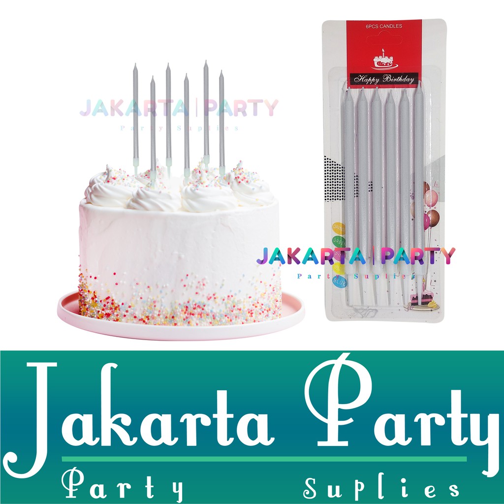 Lilin Ultah Chrome Silver / Lilin Panjang / Lilin Ultah Metalik