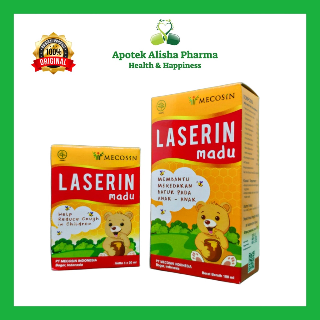 LASERIN MADU SYRUP 100ml 60ml 30ml - Laserin Madu Sirup / Obat Batuk Herbal Anak