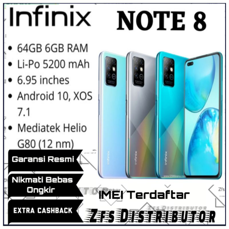 Termurah  Infinix Note 8 Ram 6/64 - 6/128 - Garansi Resmi