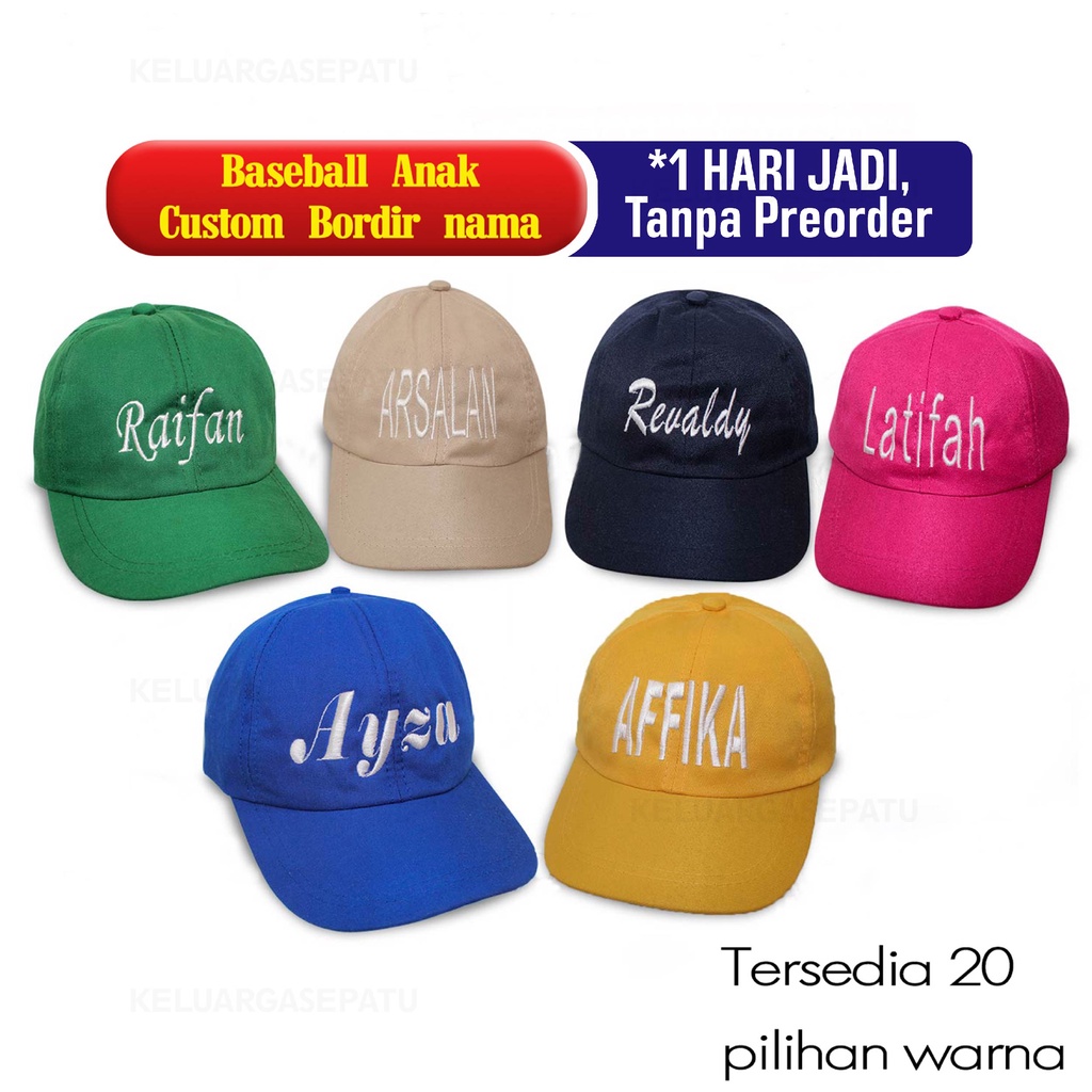 TOPI BORDIR NAMA ANAK TOPI CUSTOM NAMA TOPI BORDIR SATUAN TOPI BASEBALL BORDIR