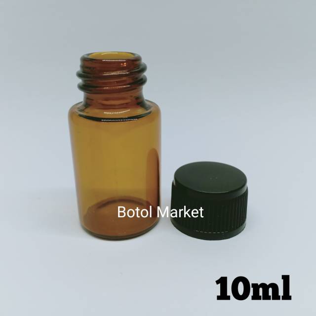 Botol Kaca 10ml Amber Tutup Plastik Ulir