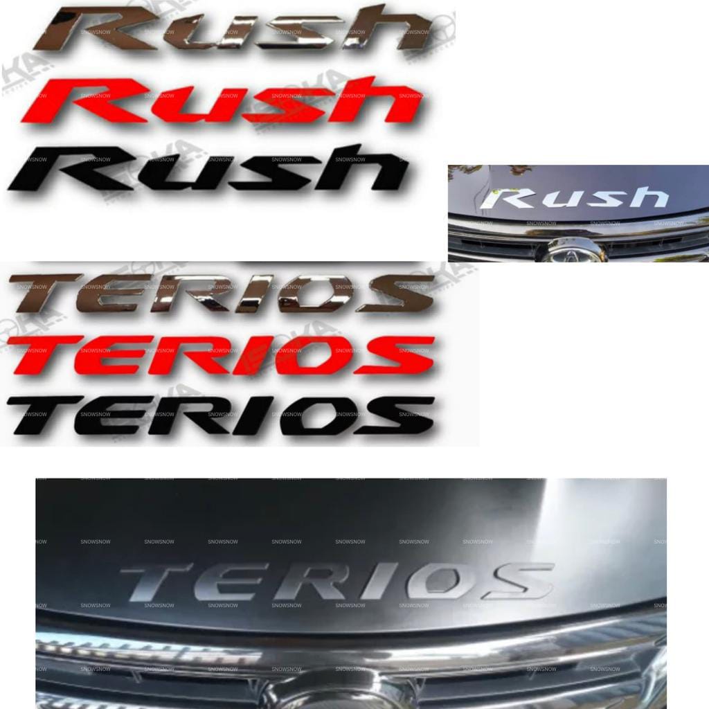 Emblem Kap Mesin Rush Terios Hitam Merah Chrome