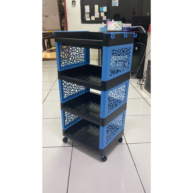 Rak yoyo susun 4/ rak susun plastik / rak plastik dilengkapi roda