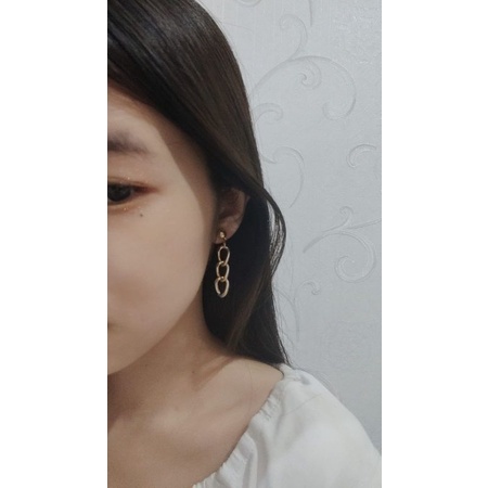 Anting Tusuk Rantai Besar Big Alumunium Chain Stud Earrings