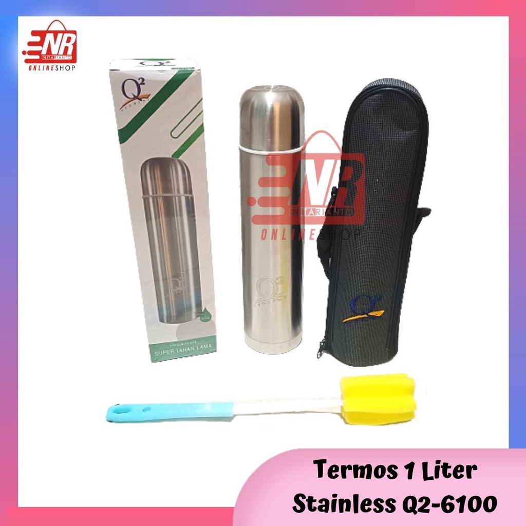 Termos Stainless 1 Liter / Termos Panas Dingin / Thermos Tahan Lama / Thermos Q2 6100