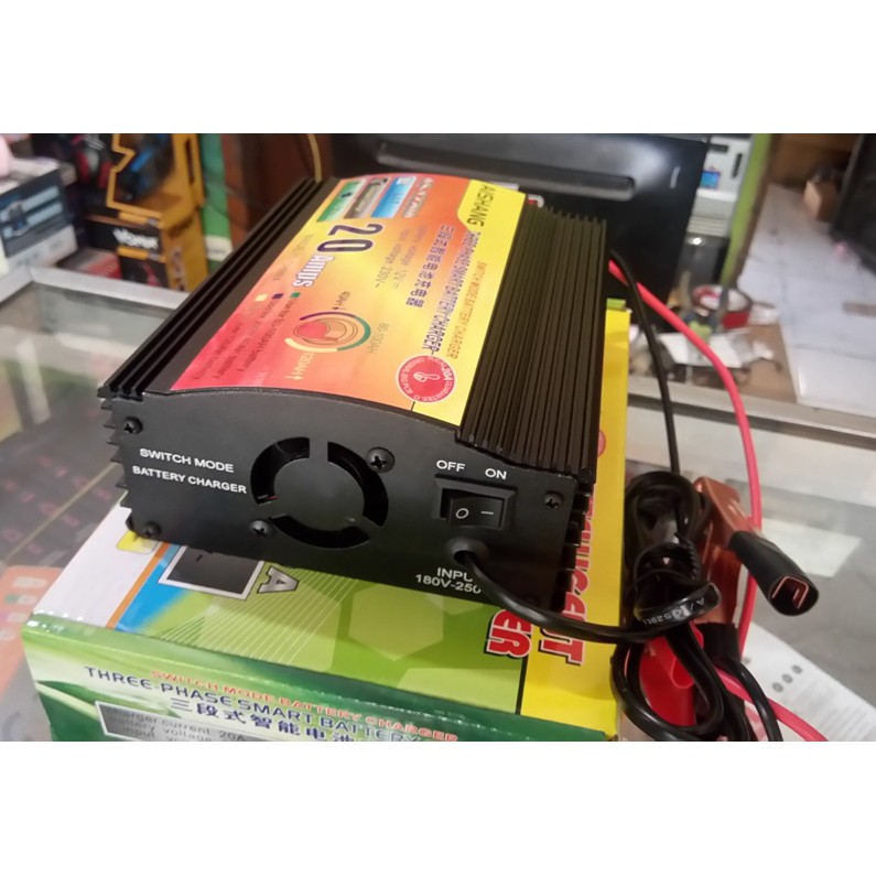 CHARGER AKI 20A 12V BERKUALITAS AISHANG STAINLESS MURAH