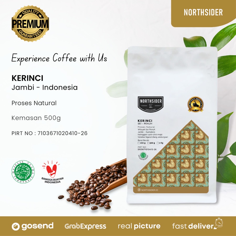 BIJI KOPI ARABIKA KERINCI MT NATURAL - 500GR NORTHSIDER COFFEE