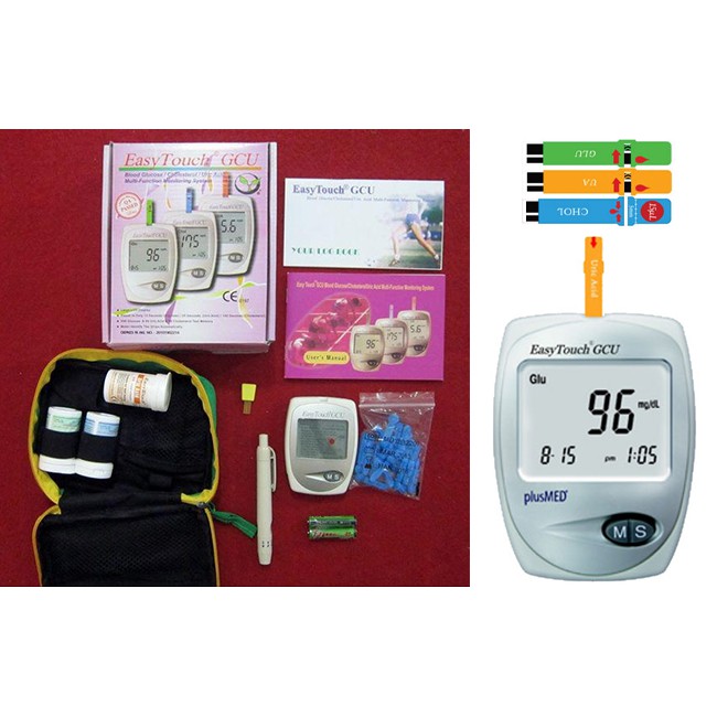 Tes gula darah easytouch, alat cek gula darah merk easytouch GCU 3 in 1 promo, ET GCU lengkap