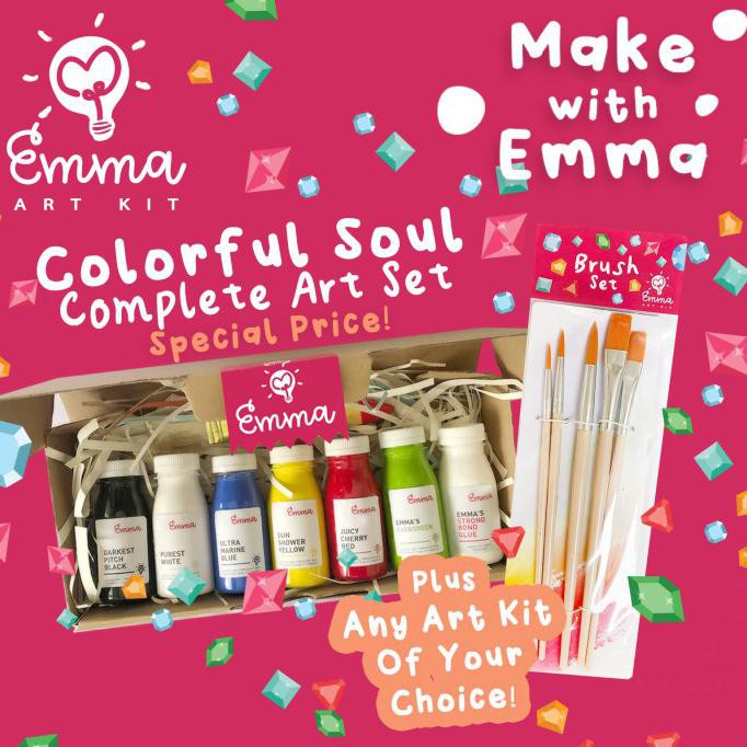 

Make With Emma Complete Paint Set (Acrylic Paint) 80mL (Bonus Glue) - With Art Kit