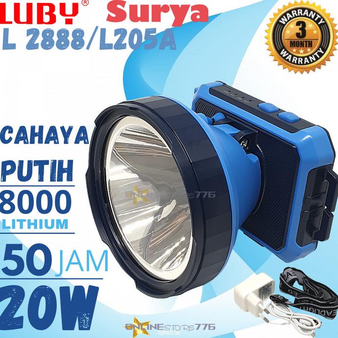 Senter Kepala LUBY 2888 / L2888 / L-2888 - Rechargeable