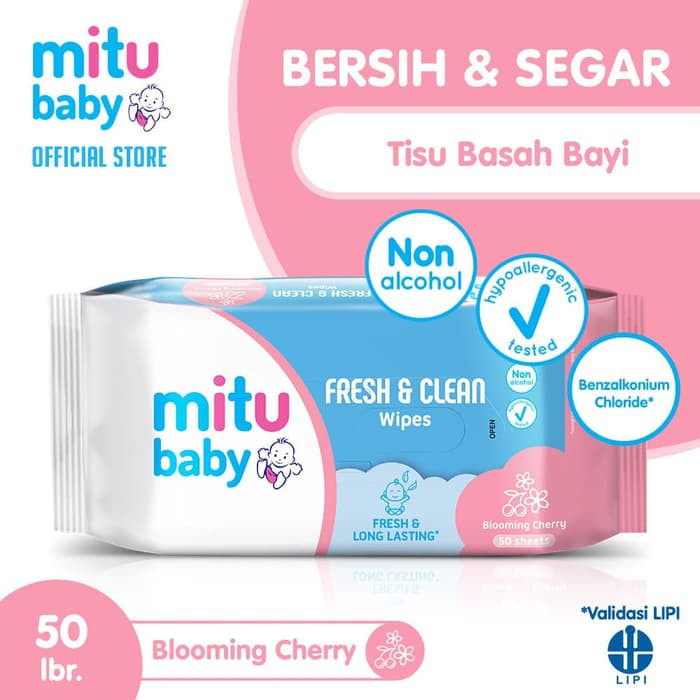 tissue tisu basah Mitu Baby Wipes Fresh n Clean Pink 20s