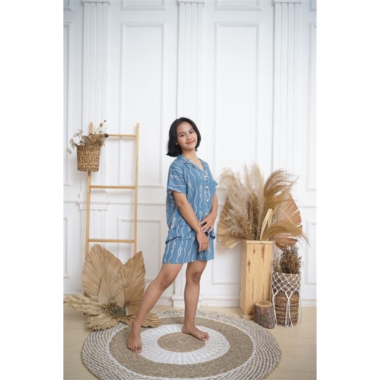 DAILY SET RAYON motif/HOMEY SET/PAJAMA SET RAYON/PIYAMA RAYON