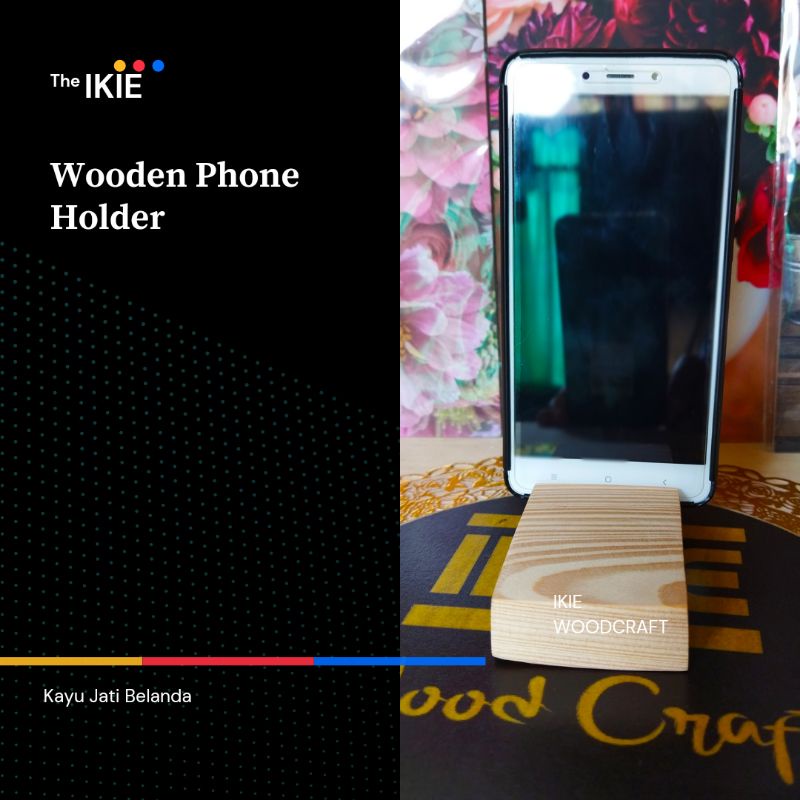 IKIE Stand dudukan hp / handphone / phone holder kayu