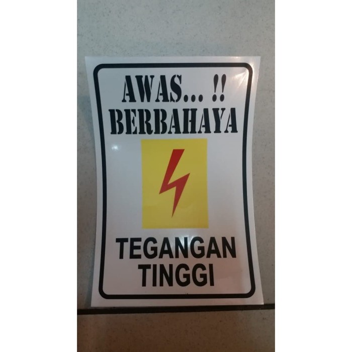 Jual Sign Label Sticker Awas Berbahaya Tegangan Tinggi 15x10cm Rambu K3