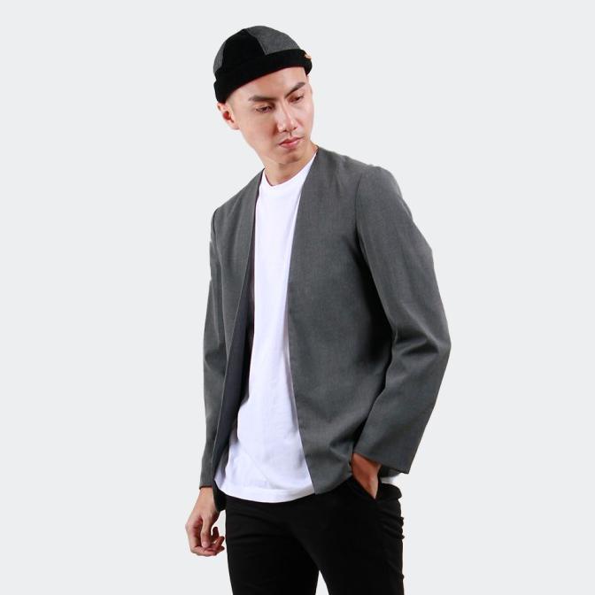 Hubbu Blazer Casual B01910H Abu Tua, Abu Muda
