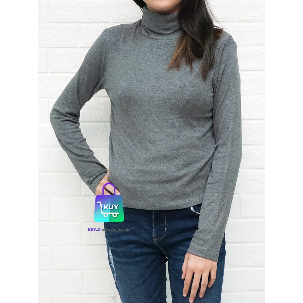  KAOS  WANITA  CROP Z RA TURTLENECK STRETCH Shopee Indonesia