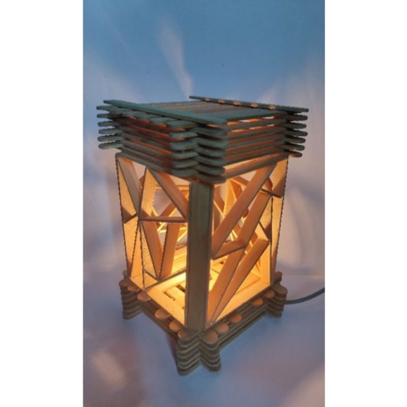 Kerangka Lampu Tidur Aesthetic Dekorasi Kamar Jadi Cantik - Kerajinan Tangan Stik Eskrim (TANPA LAMP