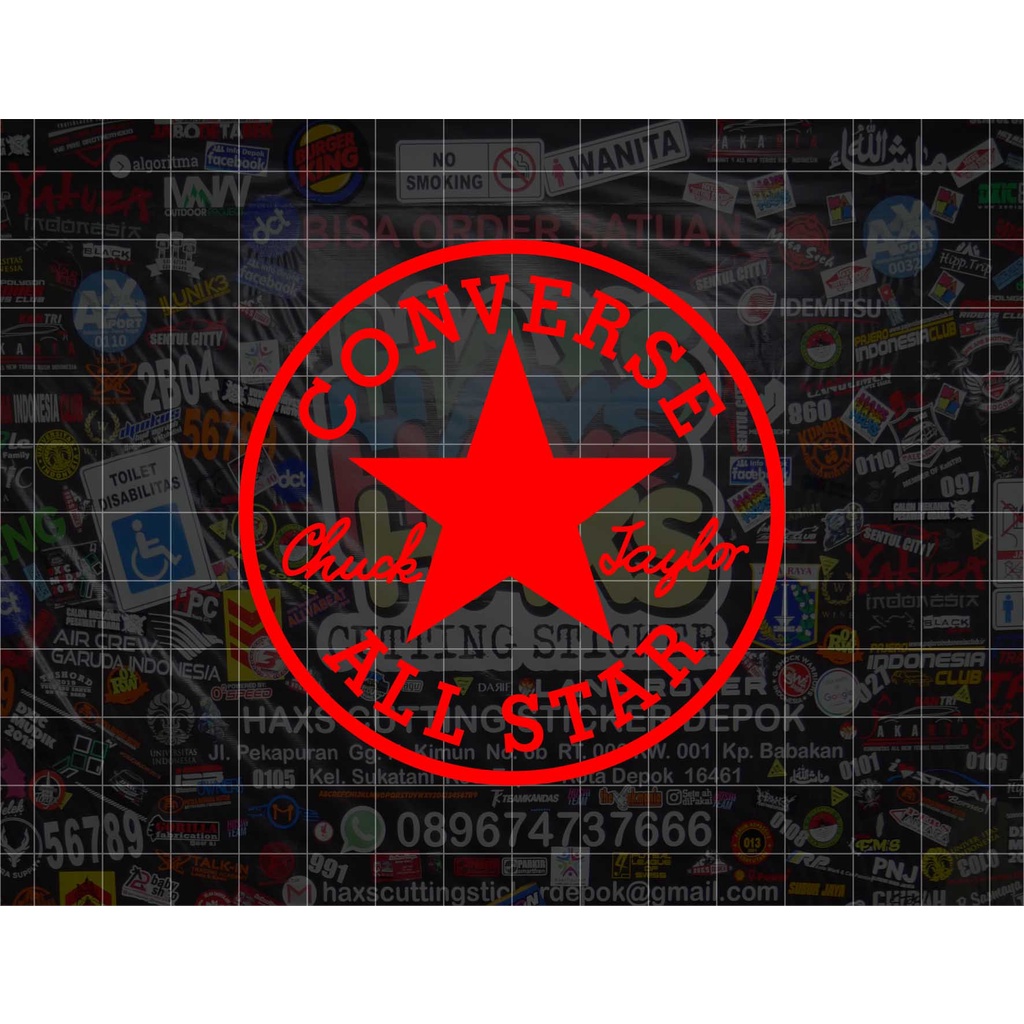 Cutting Sticker Converse All Star Chuck Taylor Ukuran 8 Cm Mobil Motor