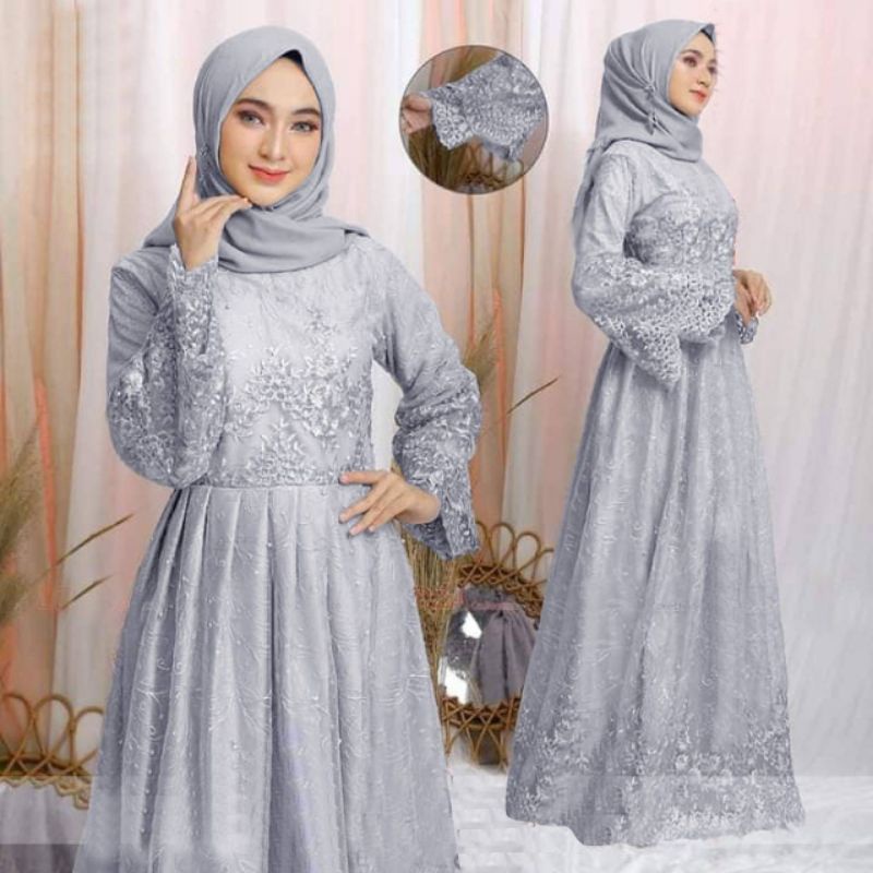 MAXI ARSY /GAMIS BRUKAT TILLE /GAMIS UNDANGAN /GAMIS LEBARAN /GAMIS KONDANGAN