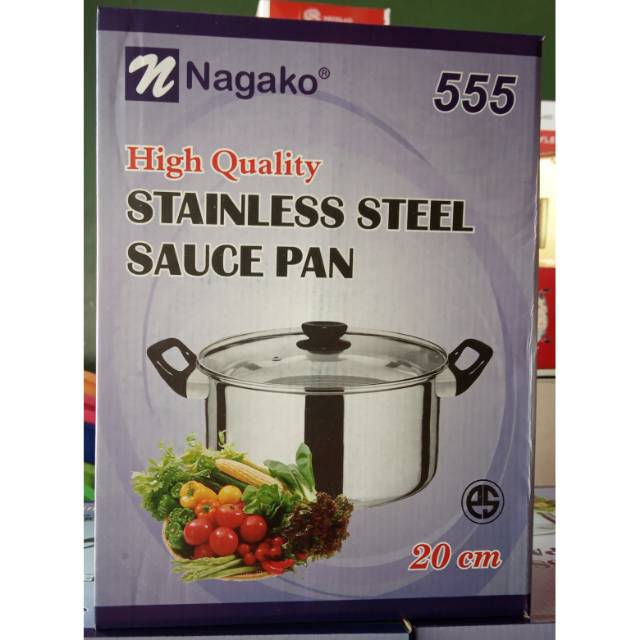 Panci kuping nagako 555 tutup kaca 20cm
