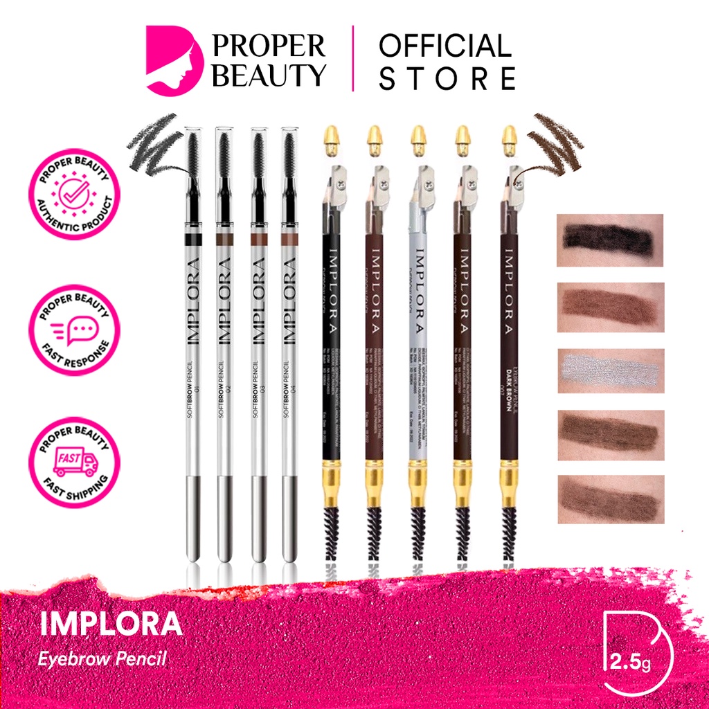 IMPLORA Eyebrow Pencil Indonesia / Facial Wash Essence Toner Serum Day Night Eye Cream Sunscreen Mask Masker / Lipstick Cheek Lip Tint Cream Matte Crayon Kutek Nail Polish Eyeliner Alis Hair Color Powder TWC Blush On Eyeshadow / Urban Paket Face Wajah Set