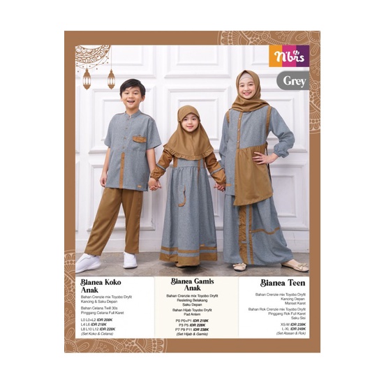SARIMBIT BIANCA NIBRAS 2021 GREY KOKO GAMIS TEEN ANAK