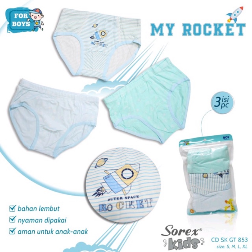 Celana Dalam Anak Laki laki ECER Cowok CD SOREX GT853  Kids Boys Underwear Usia 1 - 6 Tahun sz S M L