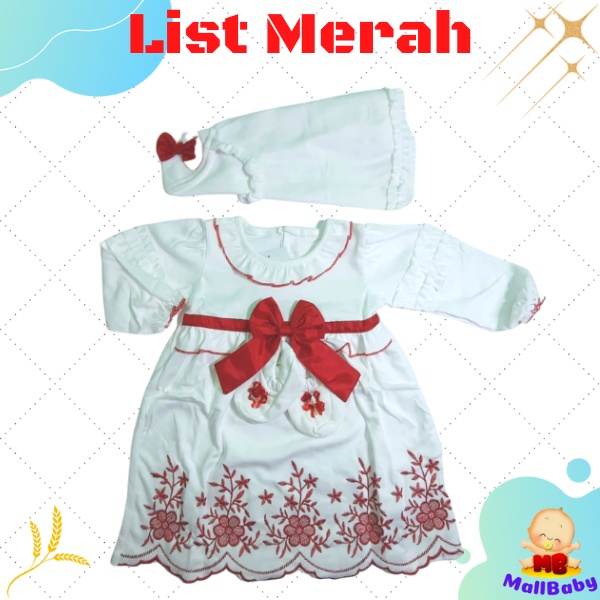 Baju Bayi Perempuan Baru Lahir Newborn Dress Gamis Akikah Aqiqah