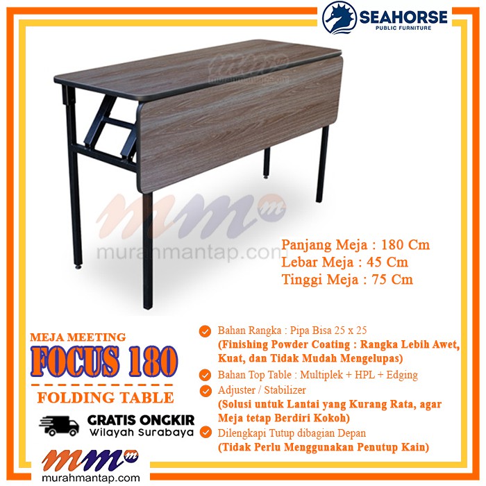 Meja Meeting Lipat | Meja IBM | Meja Kerja Lipat | Seahorse Focus 180 + Tutup HPL