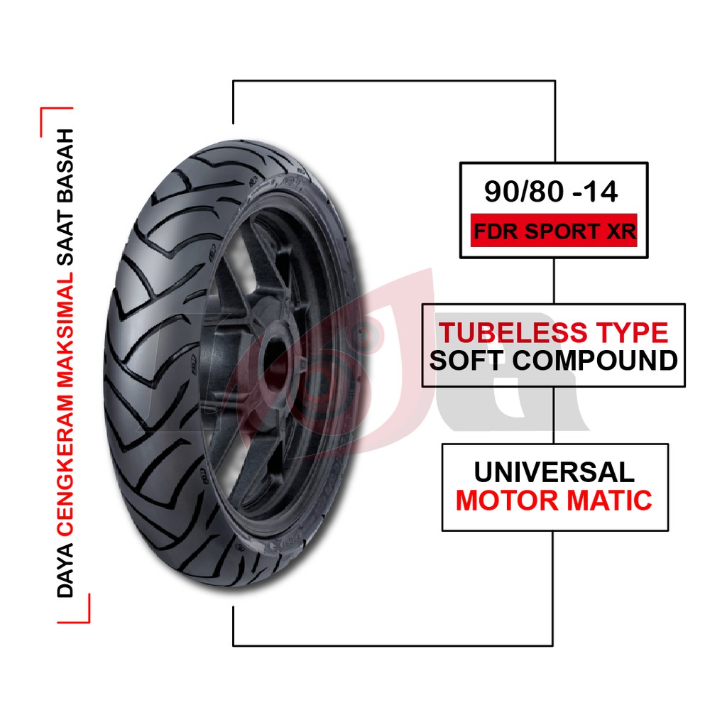 FDR 90/80-14 Sport XR Soft Compound Ban Luar Tubeless Motor Racing Balap