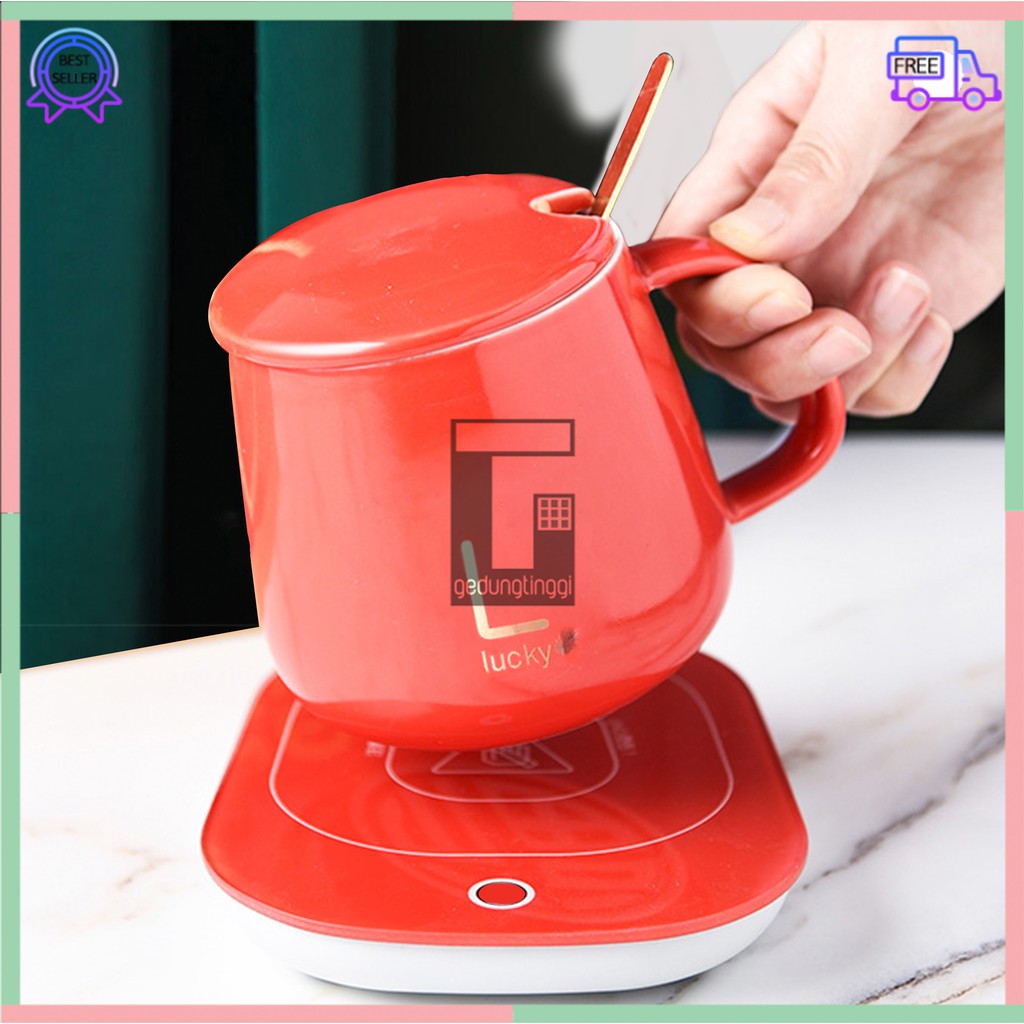 Cangkir Mug Gelas Cup Listrik Pemanas Air Kopi Teh Cup Coffee Warmer Electrik Hijau Putih Pink Merah