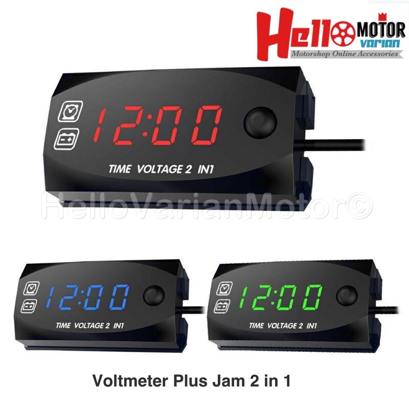 Digital Voltmeter Motor 2 In 1 Indikasi volt & Jam