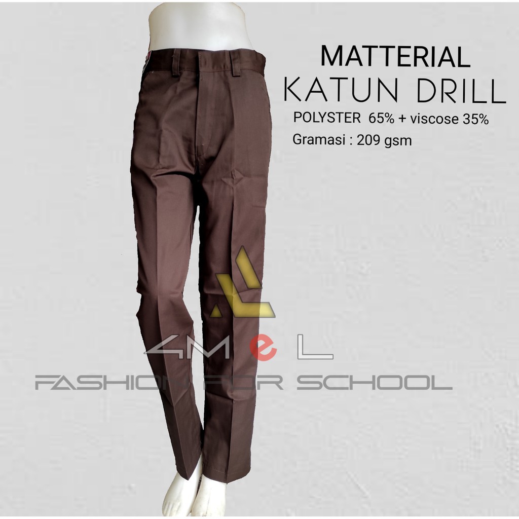 Celana Panjang Pramuka/Coklat Seragam Sekolah SMP Terbaik.kain Katun JAPAN DRILL