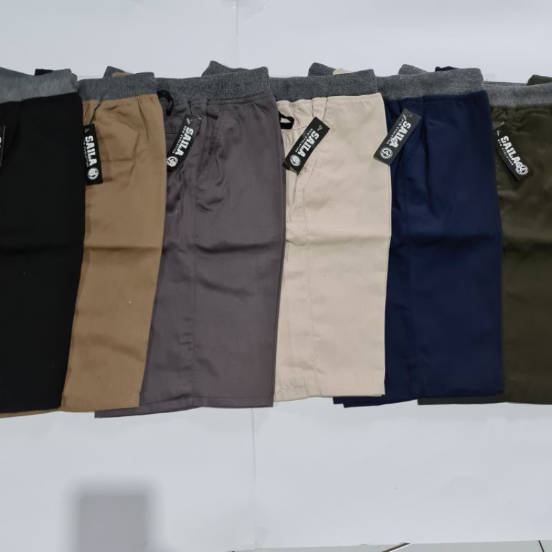 Celana Pendek Pria Cowok Dewasa Chino Rip Karet Pinggang Chinos Katun Twill Premiun