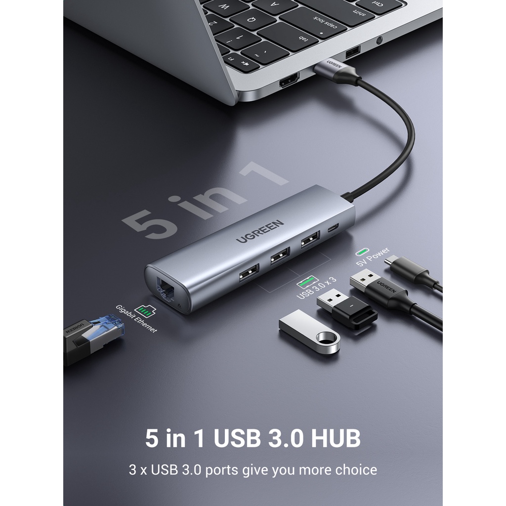 【Stok Produk di Indonesia】Ugreen Adapter Ethernet USB 3.0 Ke RJ45 3.0 Untuk MacBook Air