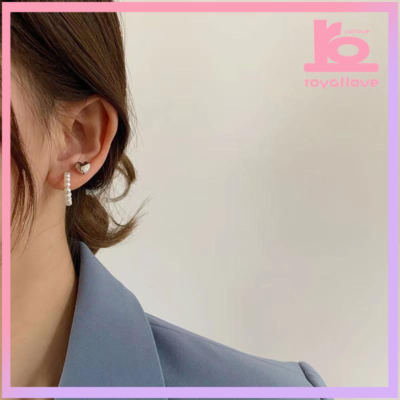 

COD✨3 Pasang Niche Design Love Pearl Earrings High-end Light Luxury Temperament Personality Earrings-love