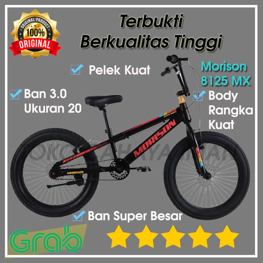 Sepeda Anak Laki Ukuran 20 Inch BMX MORISON MS-8125 MX Ban 3.0 Jumbo