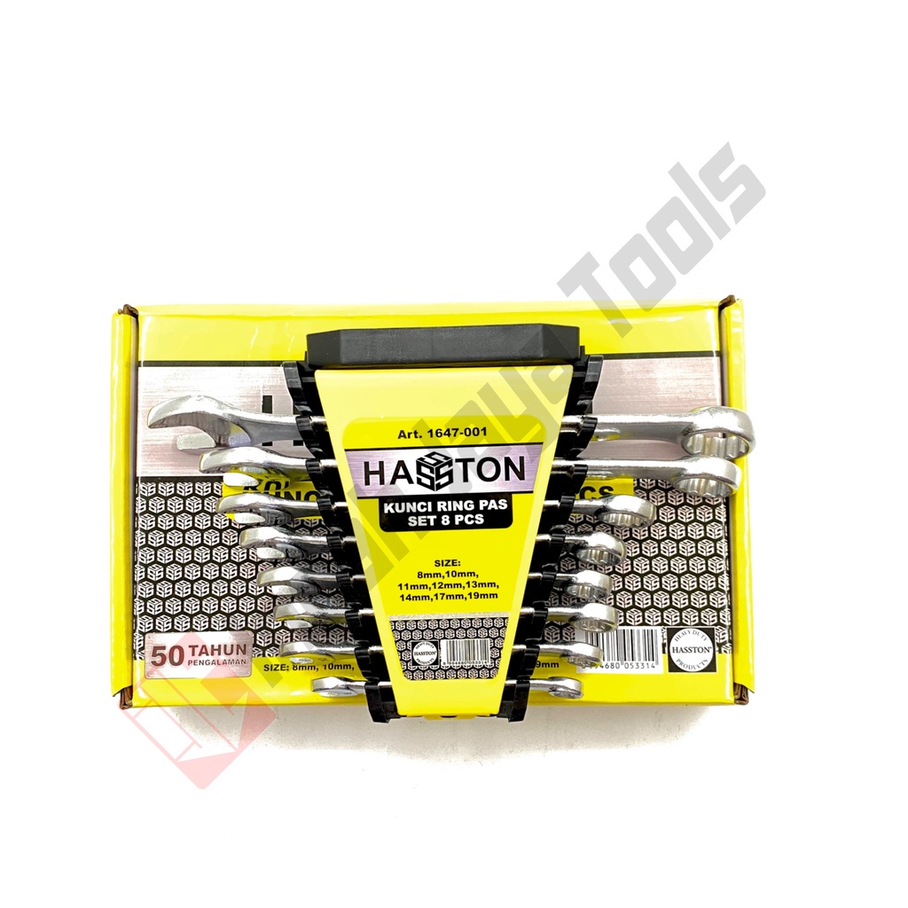 HASSTON 1647-001 Kunci Ring Pas Set 8 Pcs ( 8-19 MM ) Combination