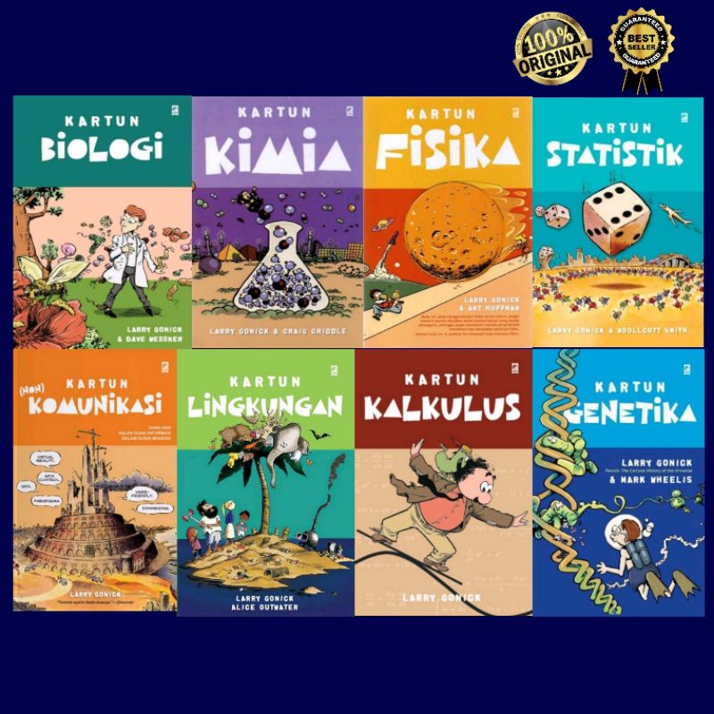Buku kartun biologi kimia fisika statistik komunikasi lingkungan kalkulus genetika by larry gonick