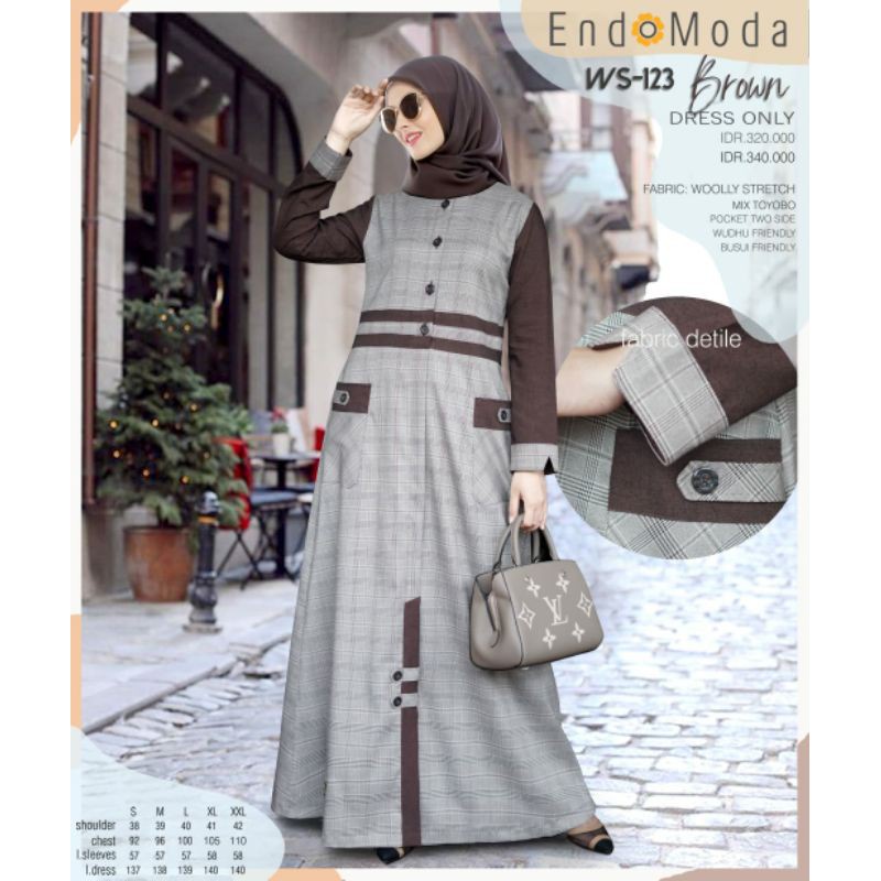 Terbaru Endomoda Gamis Dreas ws 123 WOOLLY STREACH MIX TOYOBO WS123 Premium