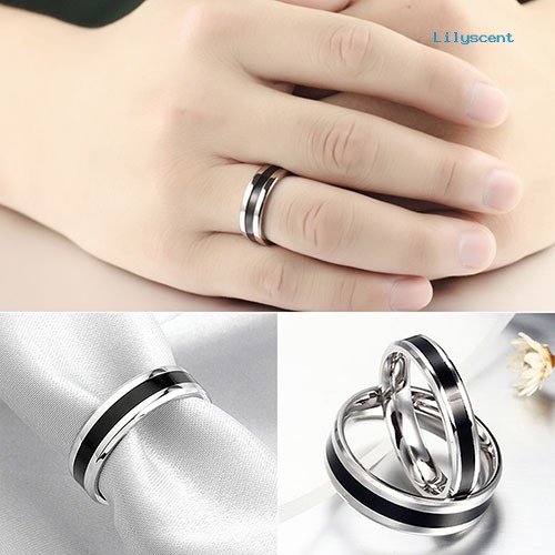 Ls Cincin Titanium Stainless Steel Warna Hitam Untuk Pria / Wanita