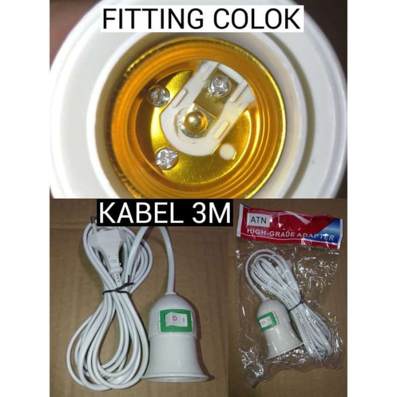 Fiting Gantung Kabel 3 Meter 3m Saklar On/Off ( Tahan Panas)